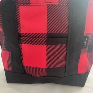 L.L. Bean Small Red & Black Buffalo Plaid Tote Bag Lightweight Eberyday